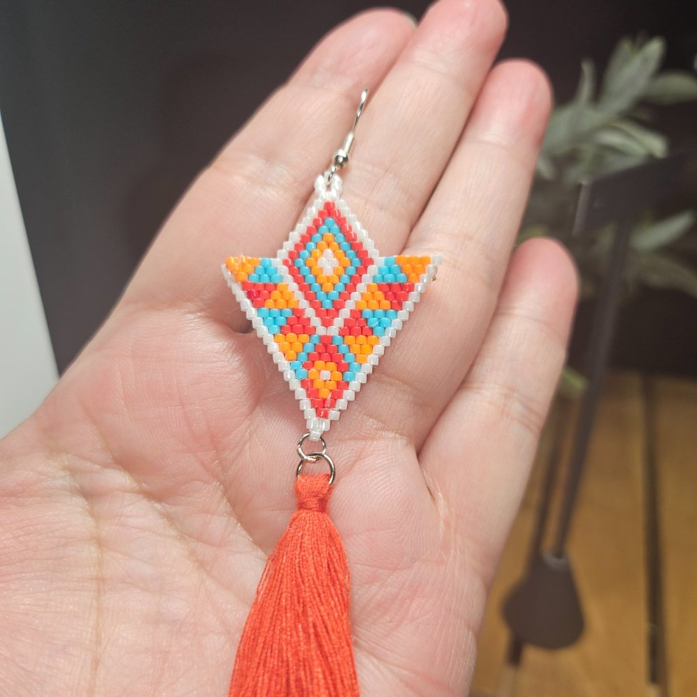 Handmade Southwestern Style Beaded Earrings - Becca - Picture 4 of 5